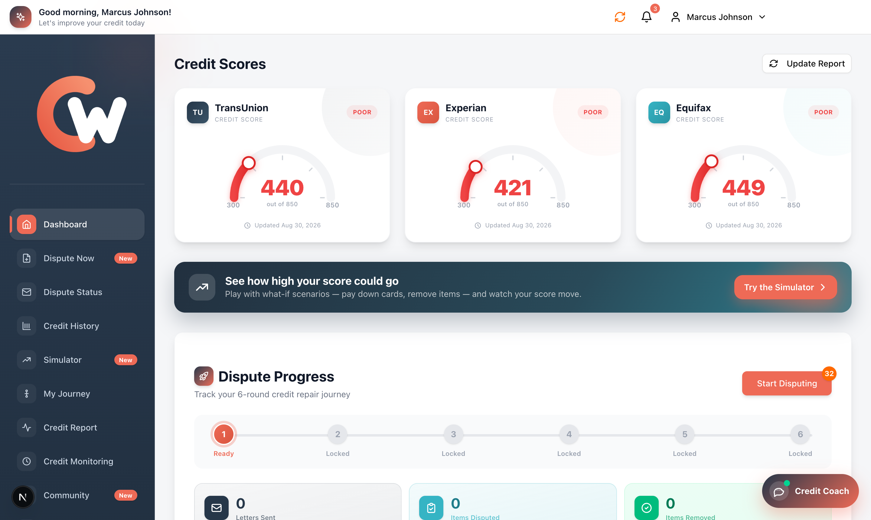 Client dashboard
